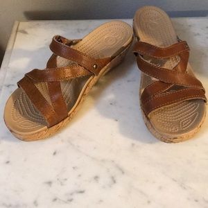 Like new Crocs brown wedges